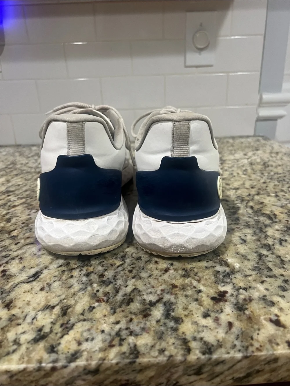 G/FORE White Sneakers with Navy Heel Badge